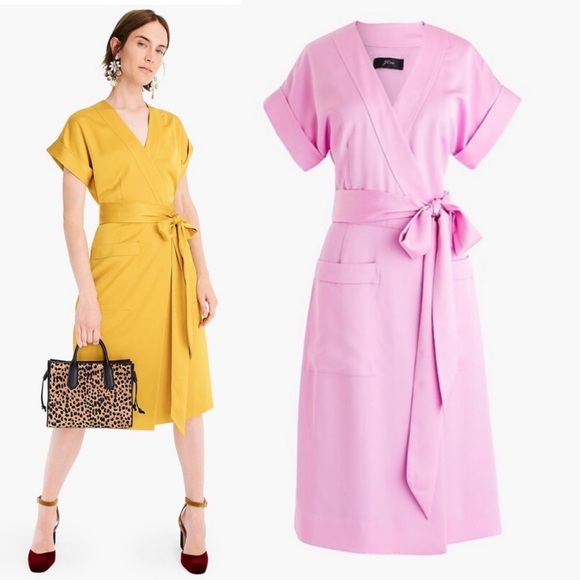 J. Crew Dresses J Crew Lilac Satin Crepe Wrap Midi Dress New Poshmark